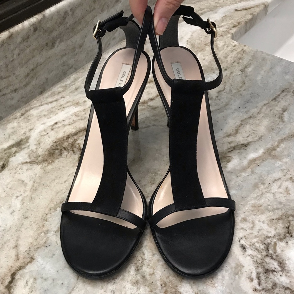 Cole Haan Sued and Leather Strappy Heel
